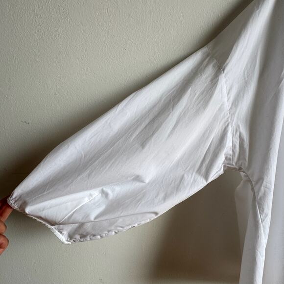 NWT BANANA REPUBLIC Reversible Cotton Poplin Cowl-neck Tie-waist Top White - Picture 6 of 10